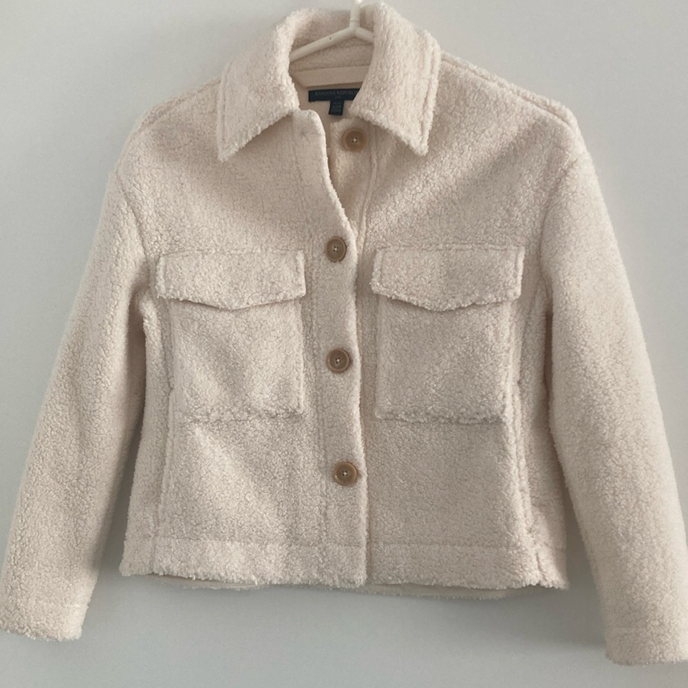 Banana Republic Cream Teddy Jacket Cropped Style